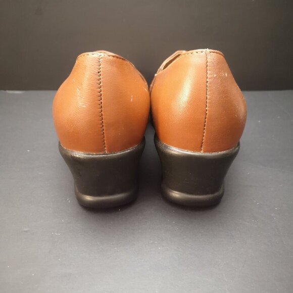 I Love Comfort Ladies Size 7D Brown Leather Upper with Black Wedge Heel - Picture 6 of 13